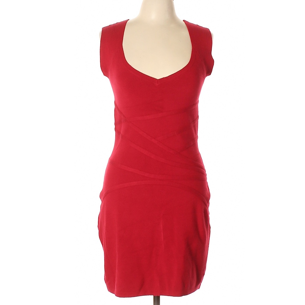 Euc! Halston Heritage Sexy Red Super Stretchy Bodycon Dress Size Large